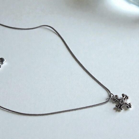 Brighton Divina Cross Necklace Reversible Gold Rhinestone Silver Retired - Picture 5 of 7